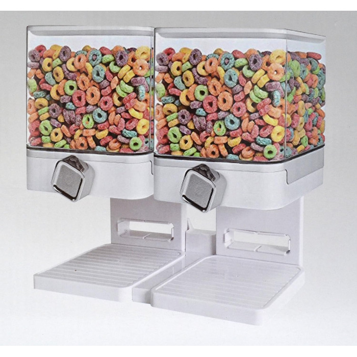 Подвійний/одинарний дозатор зерна для сухого корму для тварин, контейнер-машина/сховище, вміщує 540 грам корму (білий, білий)