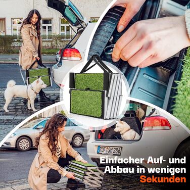 Сходинки для собак у машину, дім, на вулицю, складні - з штучним газоном, до 70 кг, 67 см