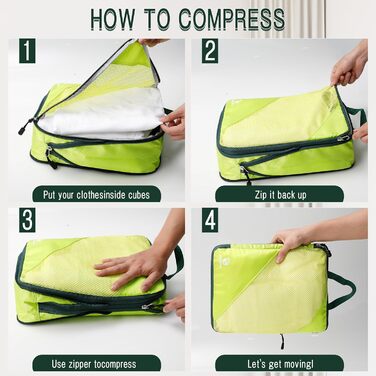 Набір органайзерів для валізи AiQInu: 5 шт. з компресією, для подорожей, з мішечком для взуття та білизни