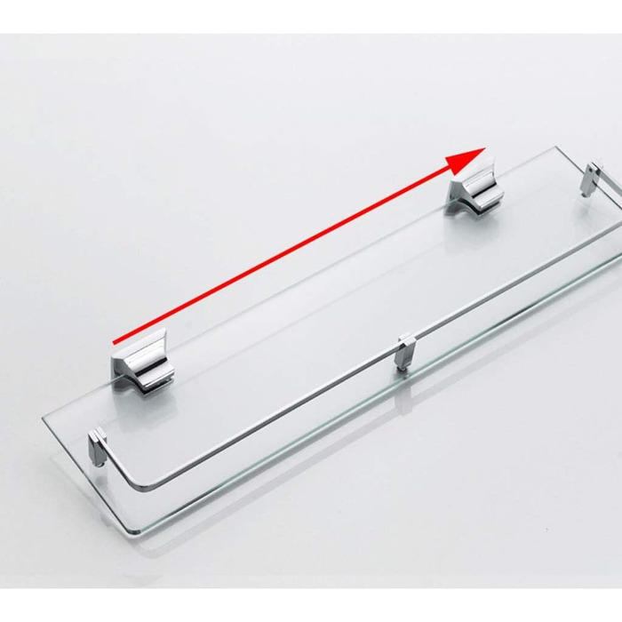 WDSOPK Bathroom Shelf Made of Tempered Glass, Wall Mounted, Rectangular Shower Caddy with Aluminum Rail Bearing Shelf Organizer (61cm)
