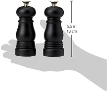 Le Creuset Small Mill Set, Salt and Pepper Mills, ABS Plastic, Each 5 x 5 x 12.1 cm, Ceramic Grinder, Matte Black, 44900110000000