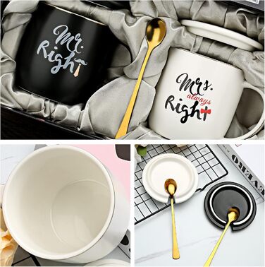 Coffee mugs with the inscription 'Mr and Mrs', wedding gift for bride and groom, bridal party, engagement gift, anniversary gift, for couples, 340 ml, ceramic-marble mugs
