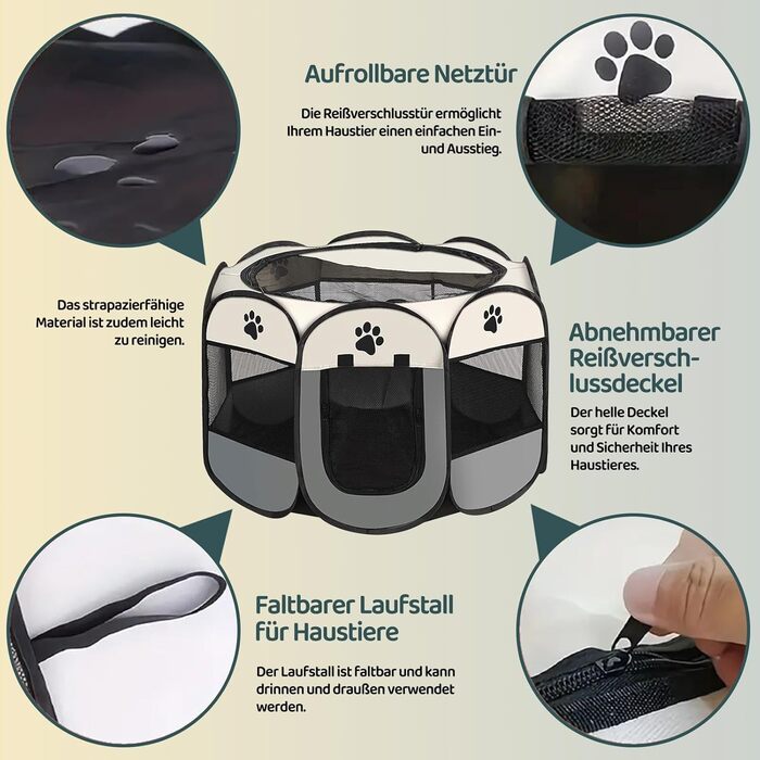 Складана вольєр для цуценят та котів 74x74x43 см - сірий. Підходить для собак, котів, кроликів.