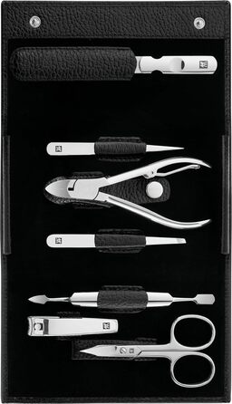 Набір для манікюру та педикюру ZWILLING (7 предметів) з екошкіряним кейсом, нержавіюча сталь, чорний
