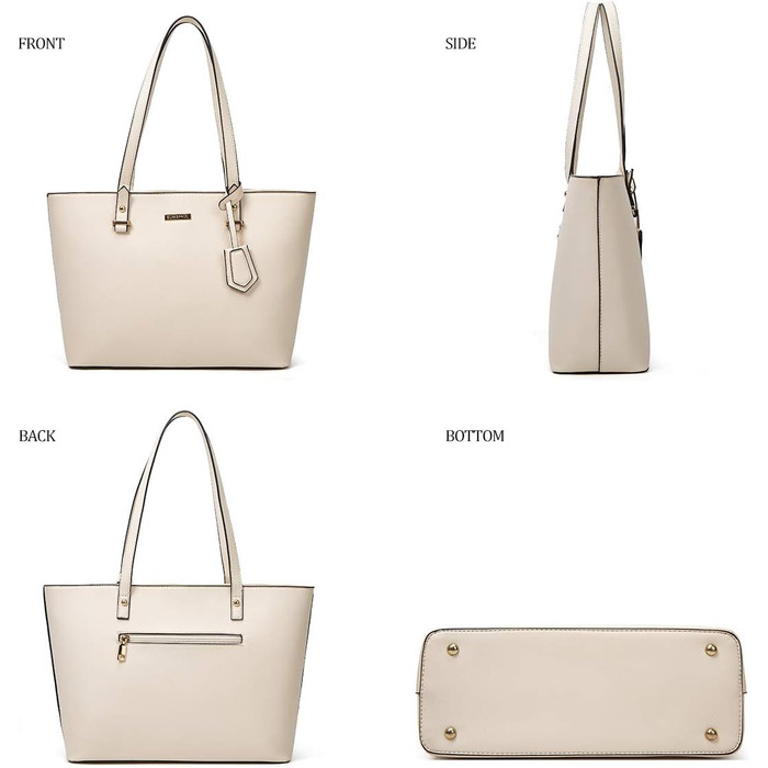 YTL Сумка-шопер жіноча велика бежева 4 в 1: сумка на плече, кросбоді, гаманець, картник - для офісу, школи, покупок, подорожей