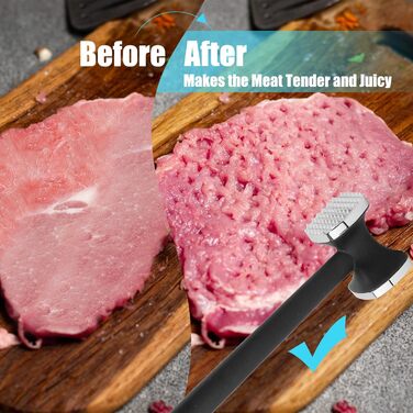 Подвійний м'ясорубка-молоток PUWOWYE для шніцелів та стейків, 22 см, чорний