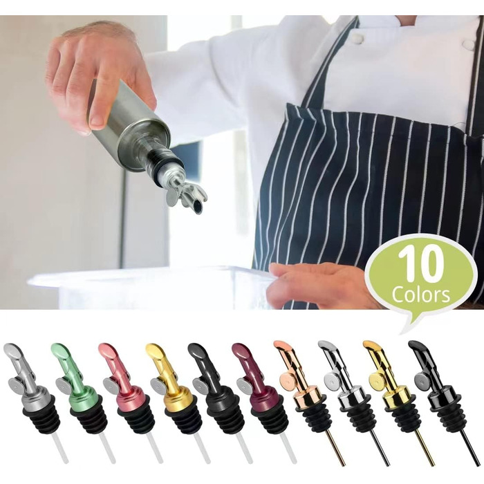 Дозатор для оливкової олії Meetsweet, нержавіюча сталь 304, автоматичне відкриття/закриття, 2 шт. Weinstopfen, срібний, для дому