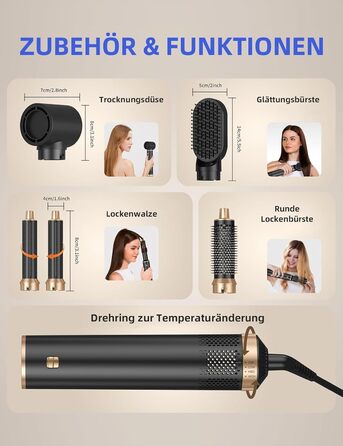 Набір Airstyler 5 в 1: фен-щітка, локони, об'єм, випрямлення. Підходить для сушіння та укладки волосся. (EU штекер)