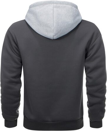 Чоловічий худі з капюшоном, довгим рукавом, вітрозахисна куртка, блоковий колір, сірий (XXL)