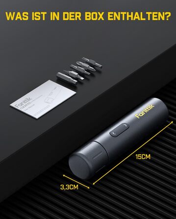 Fanttik NEX S1 Капсульний акумуляторний шуруповерт, 3.7V, 5Nm, 320 об/хв, LED, S2 біти, 5 шт. сталеві біти для меблів та побутових приладів, чорний