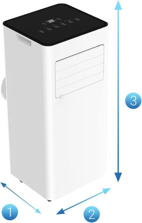 Мобільний кондиціонер 9000 BTU WiFi Tuya Smart, 2.6 кВт, 26 м², 3-в-1, з випускним шлангом, міні, комплект з ущільнювачем для вікна