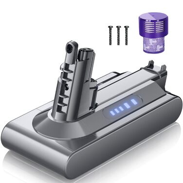 Замінний акумулятор Powtree для пилососів Dyson DC62, DC58, DC59, DC61, DC72, DC74, SV04, SV05, SV06, SV07, SV09, Animal, Absolute (з 2 фільтрами, кришкою та 2 шурупами) (V10)