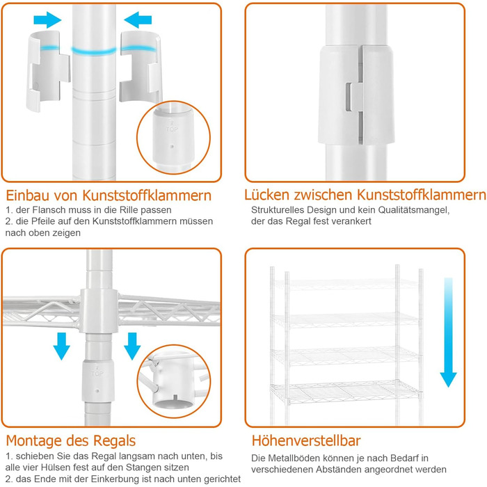 Стійка для одягу KZOBYD з полицями та вішалкою, металева, біла