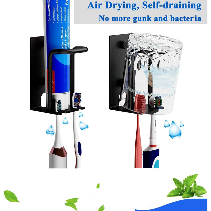 Тримач для зубних щіток GAViA для ванної кімнати з дозатором пасти, органайзер для електричних зубних щіток, чорний