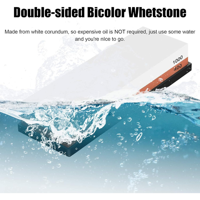 Набір для заточування ножів Emsmil 2-в-1 з зернистістю 400/1000, двосторонній, професійний, з антиковзким силіконовим основанням