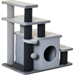 Сходинка для собак PawHut з 3/4 сходинок, 66 см, з гніздом для сну, м'ячиком, для котів та собак середніх порід, сірого кольору