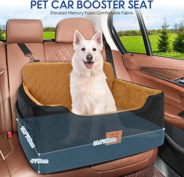 GL GLENSLAVE Dog Car Seat - Medium/Large Dogs, Up to 22kg or 2 Small Dogs - Removable & Washable Pet Car Seat (Black/Brown)