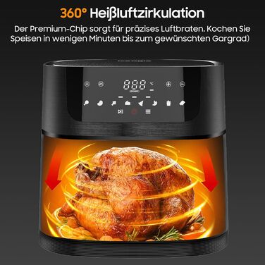 Iceagle Hot Air Fryer XXL Air Fryer 9L - Hot Air Fryer with Large Viewing Window | Oil-Free Air Fryer with Digital LED Touchscreen, 8 Programs, Shake Mode, 1800W, 9L Recipe Book with Window