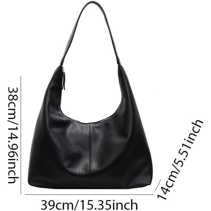 Сумка жіноча GSenhui Hobo з м'якої екошкіри чорного кольору – вінтажна сумка-тоут на плече