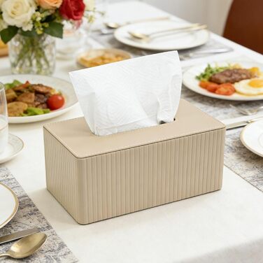 Скляниця для косметики з PU шкіри, 26x15x12 см, магнітна застібка, для ванної, кухні, авто, офісу - матова бежева