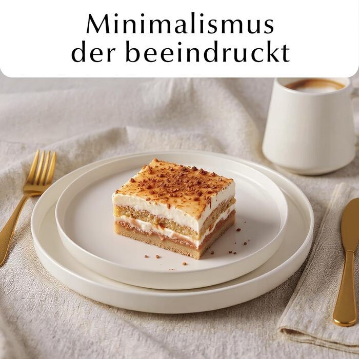 MIAMIO Набір посуду на 8 осіб / 24-тонний сервіз з кераміки Modern/Tafelservice - придатний для миття в посудомийній машині та використання в мікрохвильовій печі - розкішна колекція (великі тарілки (4x), білий)