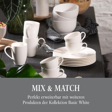 Набір мисок Villeroy & Boch Vivo Basic White на 6 персон, преміум порцеляна, для супу, салату, мюслі, білий, підходить для мікрохвильової печі та посудомийної машини