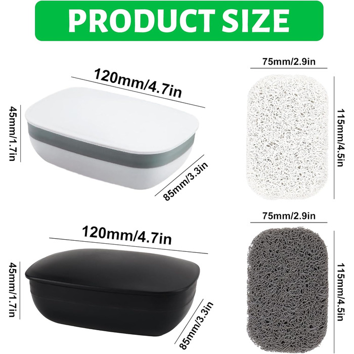 Водонепроникні мильниці для подорожей TUZHE (2 шт.) з ситом та мішечком для мила з сизалю - для дому та в дорогу