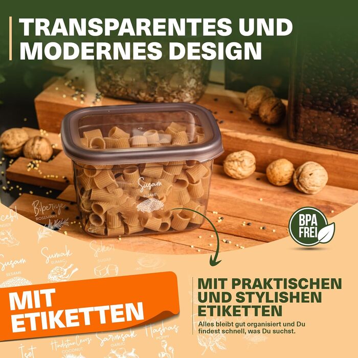 Герметичні контейнери для зберігання Peggy 25 шт. | Набір контейнерів для круп, цукру, борошна | BPA-Free