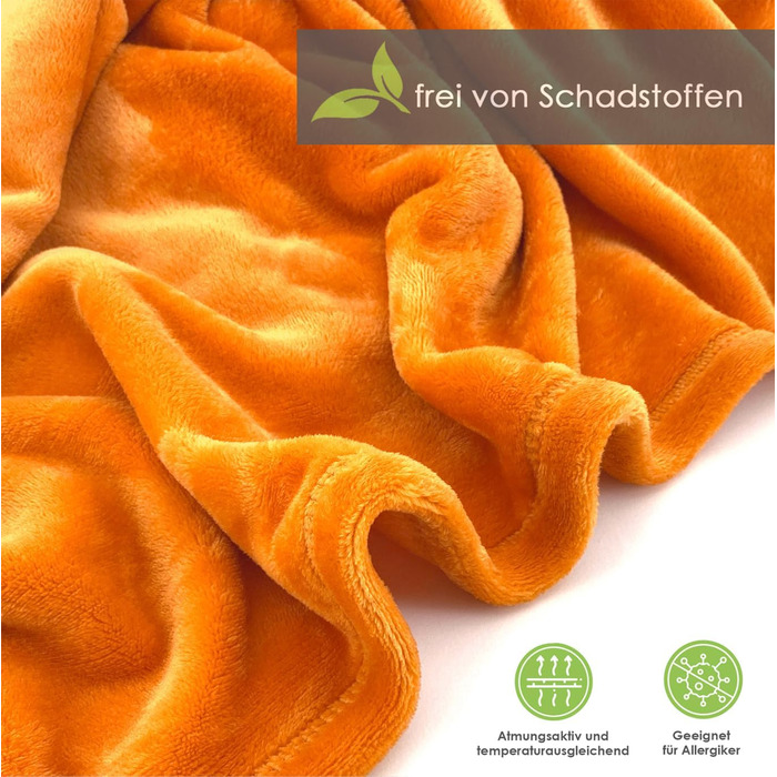 Плед фланелевий Heimtextland Kuscheldecke, теплий, м'який, 150x200 см, оранжевий (Typ380)