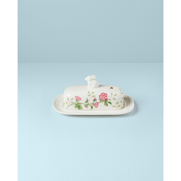 Lenox 7907223 Butter dish with bunny design, porcelain, multicolored