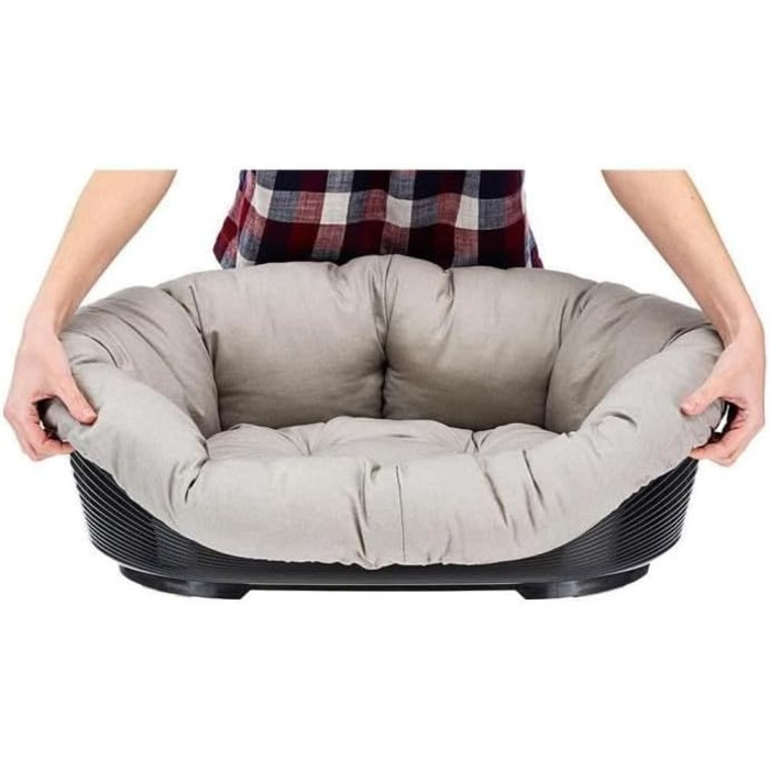 Крісло-лежанка для собак та котів Ferplast SOFA 'CUSHION' - м'яке, зручне, 85 x 62 x 28.5 см, сірий/taupe