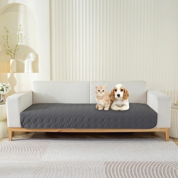 Водонепроникний килимок для собак, 76 x 178 см, великий, миючий, з антиковзним покриттям, м'який, для великих та маленьких собак, захист меблів, сірий