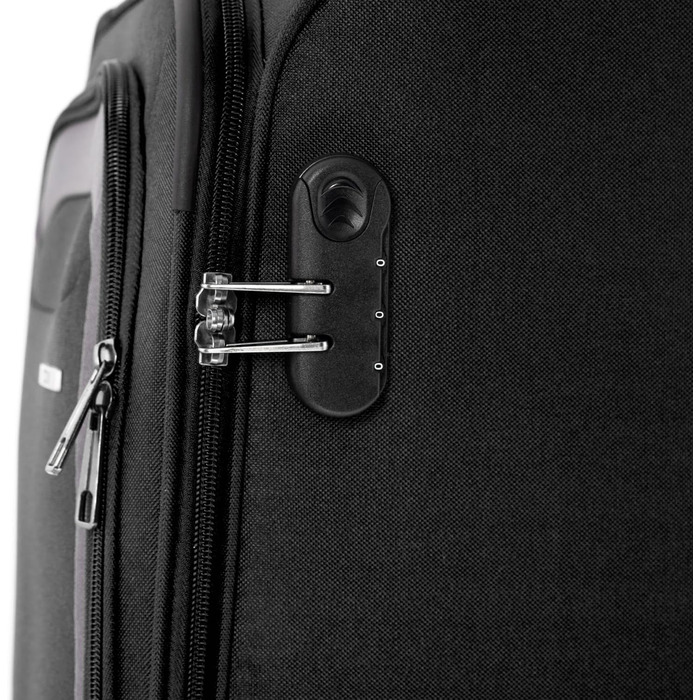Чемодан NOWI Korfu Weichschaen Troey – середній, тканинний, 50 літрів, 4 колеса та кишеня | Легкий дорожній чемодан для жінок та чоловіків (XL, чорний)