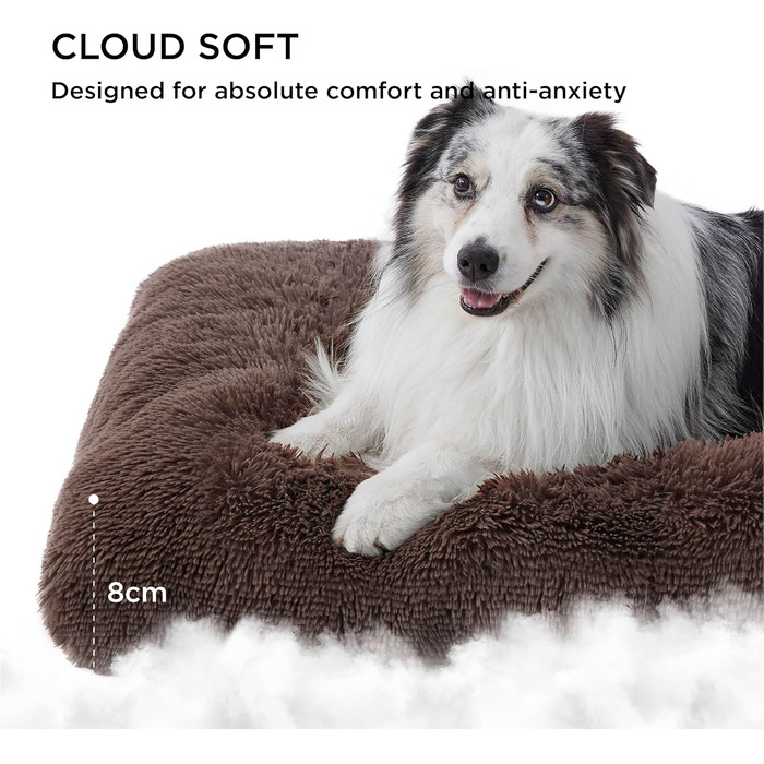 М'яке ліжко для собак BEDSURE великих порід - 104x69x8 см, миється, з антиковзним дном, коричневе