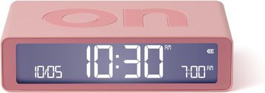 Lexon Flip Classic – цифровий будильник із реверсивними сторонами ВКЛ/ВИКЛ, нічний годинник з перезарядкою, LCD-дисплеєм, сенсором дотику для сну та підсвітки, рожевий