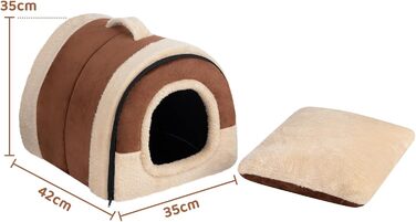 Hollypet Cat Bed Small Dog Bed, 2-in-1 Foldable Plush Pet Bed for Cats & Small Dogs, Cozy and Soft Pet Cave Bed for Indoor Outdoor, (Coffee)