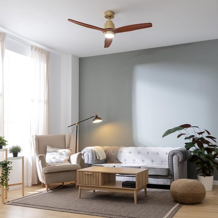 Стельовий вентилятор Cecotec EnergySilence Aero 5275 DarkWood з LED підсвічуванням та пультом, 40W, 52