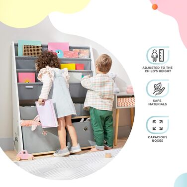 Дитячий органайзер Kinderkraft RACOON для іграшок і книг, компактна біла полиця для зберігання у дитячу кімнату