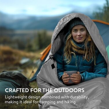Спальний мішок JEMIDI для зими та літа, Outdoor, до -5°C, великий, 220x80x10 см, водонепроникний, для дорослих, сірий