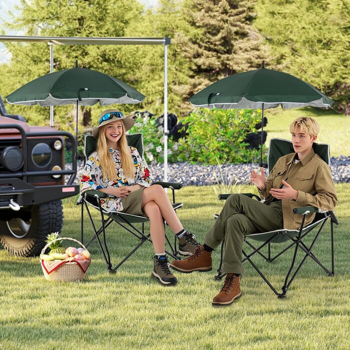 Складний туристичний стілець COSTWAY з сонцезахисним щитом, XXL, до 150 кг, з сумкою для перенесення, для кемпінгу та риболовлі