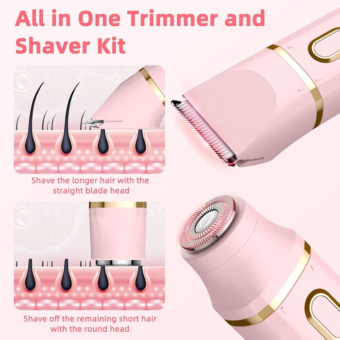 Електричний тример для тіла та обличчя 3-в-1 для жінок, рожевий