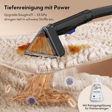 B Fluffy N6 Kit: Миючий пилосос 3-в-1 для м'яких меблів, килимів та диванів. Комплект з миючим засобом. Потужність 600W, 18kPa, 2.3L+1.2L резервуари.