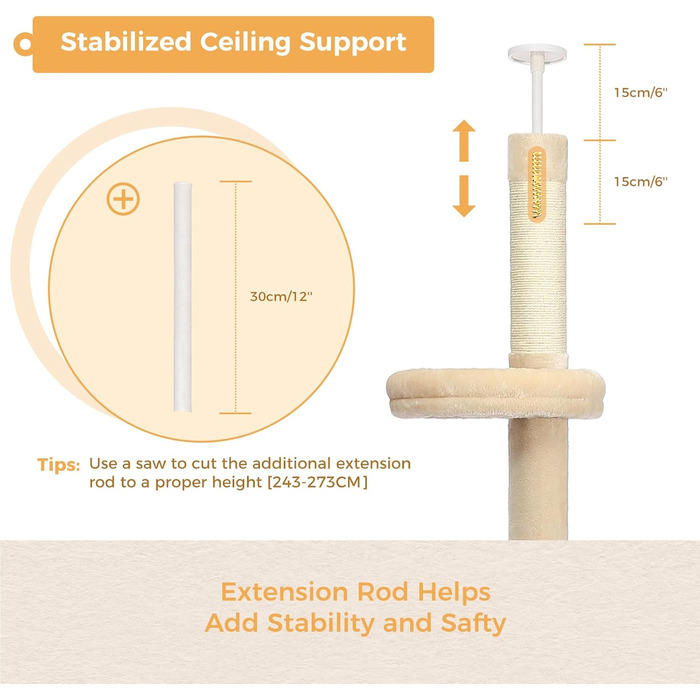Комплекс для котів PAWZ Road, 5-ярусний, з драбиною, з когтеточкою, ліжком та іграшками, бежевий