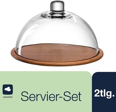 LEONARDO HOME Wooden Cheese Board and Glass Cloche, Cheese Board with Glass Dome, 2-Piece Set, Ø 280 mm, 018519