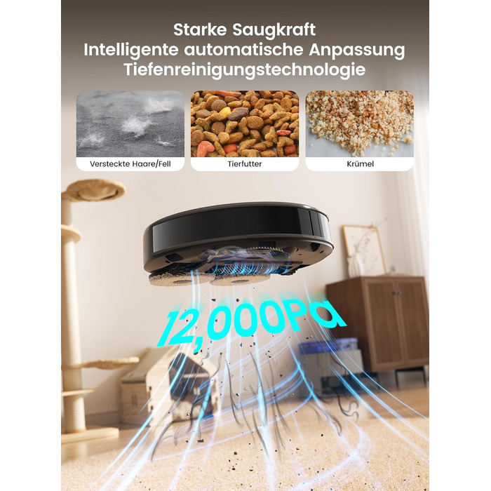 Робот-пилосос LEFANT M210P: потужність 2200Pa, Wi-Fi, Bluetooth, керування через додаток, 6 режимів, автоматична зарядка, для твердих підлог та шерсті тварин