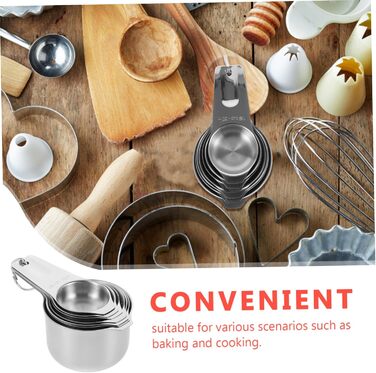 Amosfun 3-Piece Measuring Spoon Set Baking Utensils Adjustable Bowl Holder Clip Shot Glass Measuring Cup Spice Measuring Spoon Cooking Spoon Teacup Measuring Cup Measuring Cup for Measuring Stainless Steel Silver