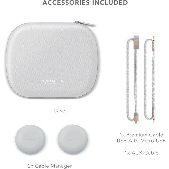 Бездротові навушники VONMÄHLEN Concert One Bluetooth On-Ear (Рожеве золото) з кейсом, мікрофоном та AUX кабелем