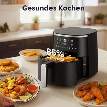 Фритюрниця повітряна CIARRA з цифровим дисплеєм, 5 л, без олії, антипригарне покриття, 8 режимів приготування