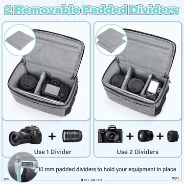 Чохол для камери RAINSMORE для DSLR/SLR: водонепроникний, ударостійкий, з дощовиком та регульованим ремінцем, сірий