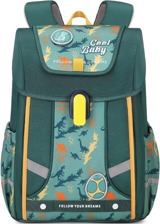 Шкільний рюкзак для хлопчика, 1-4 клас, ергономічний, з нагрудним ременем, 2025, для дітей 6-10 років, знімний поясний ремінь, світловідбиваючі елементи (зелений)